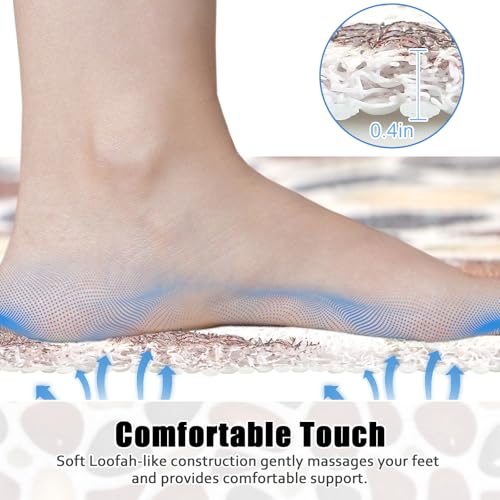 Image of Square Shower Mat Non Slip: 31x31 Inch Large Shower mats for Inside Shower with Drain Hole in Middle, Super Soft PVC Loofah Massage Shower Floor Mat, Anti Slip Shower Stall Mat, Quick Drying