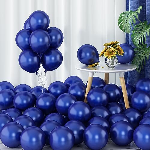 Image of Navy Blue Balloons 60pcs 5inch Small Pearl Dark Blue Balloon for Balloon Garland Arch 5'' Round Mini Navy Latex Balloon for Kids Birthday Party Decoration DIY Graduation Wedding