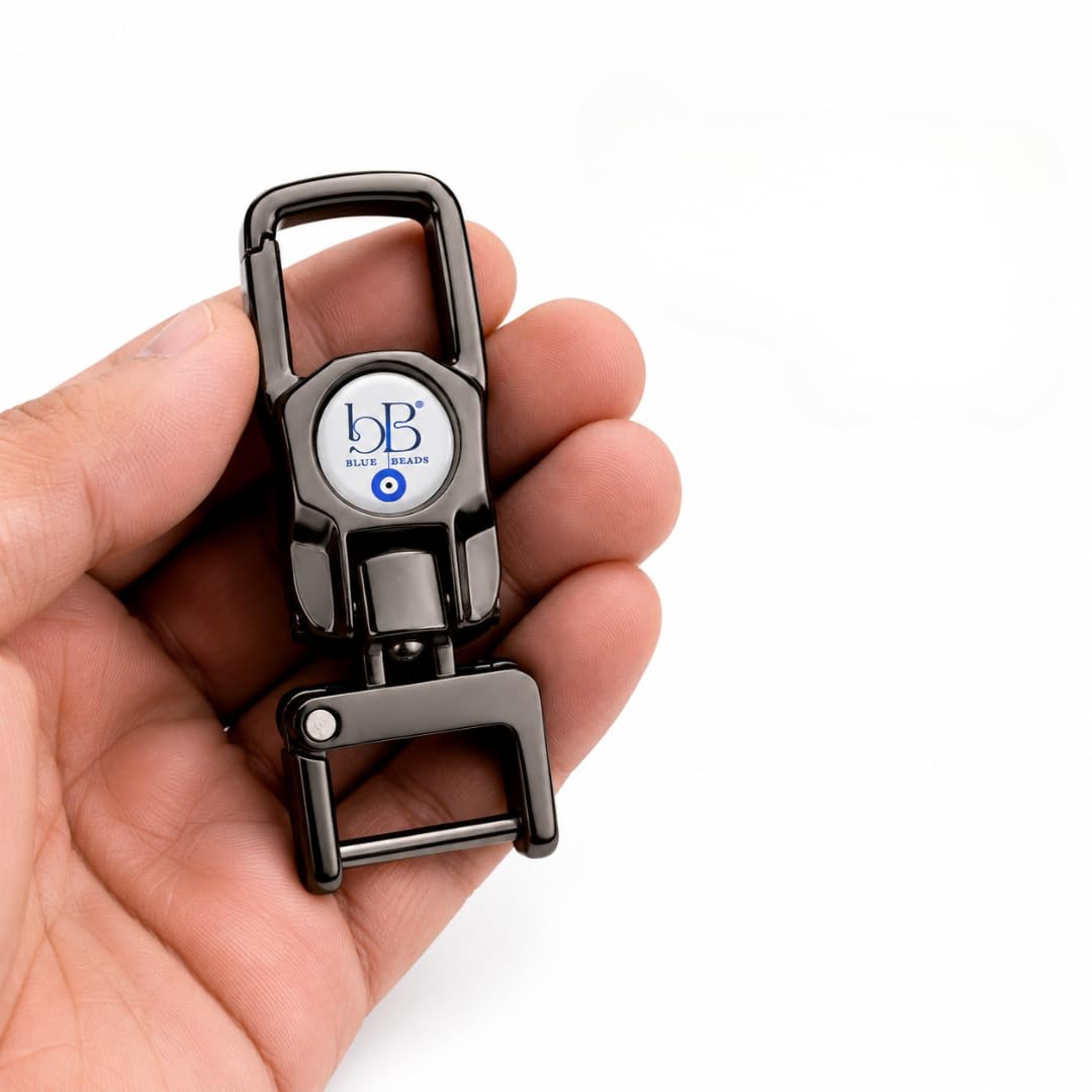 Premium Metal Car Keychain for Men & Women | 360° Rotating Lock Hook Keyring | Luxury Gun Black & Silver Metallic Finish | Heavy Duty Car Key Holder-image-41