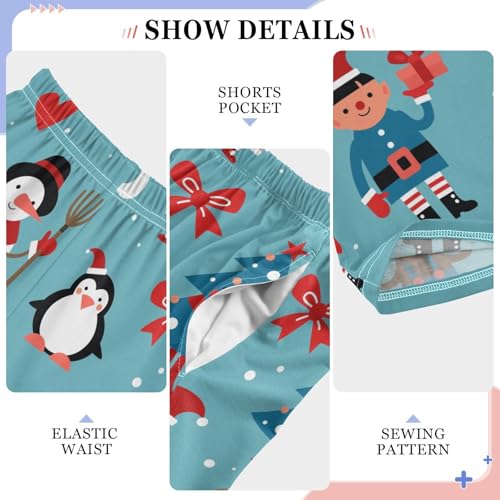 Xmas Bunny Owl Santa Boys Long Pants Soft Trousers Elastic Waist Kids Lounge Bottoms with Pockets S-XL4