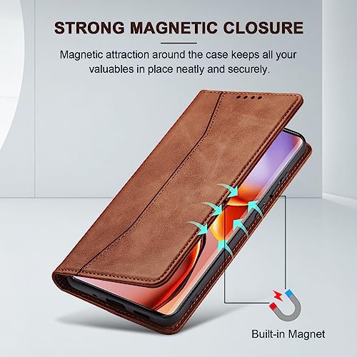 Image of Jasonyu Flip Wallet Case for Motorola Edge+ /Edge Plus (2023),Brown