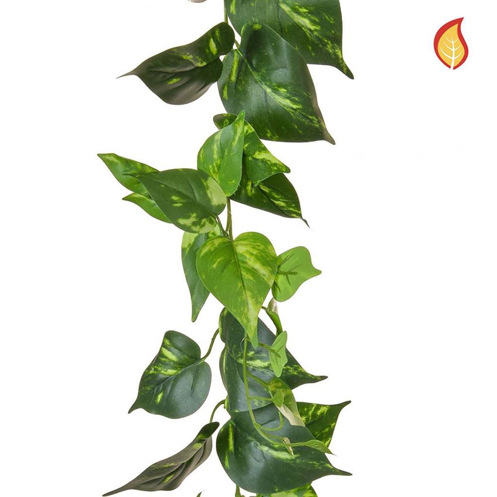 Artificial Pothos Devil's Ivy Garland 220cm/86 Inches Long Green Fire Retardant