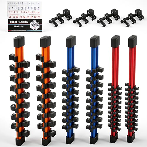 Image of HORUSDY 6Pcs Double Sided Socket Organizer, 1 /4-Inch, 3 /8-Inch, 1 /2-Inch, Premium Quality Socket Holders (6Pcs Double Sided Socket Organizer)