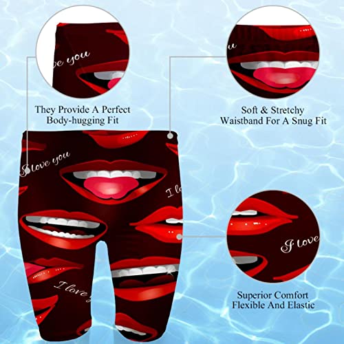 Traje de baño de natación sexy para hombre tipo jammer elástico con labios rojos 2