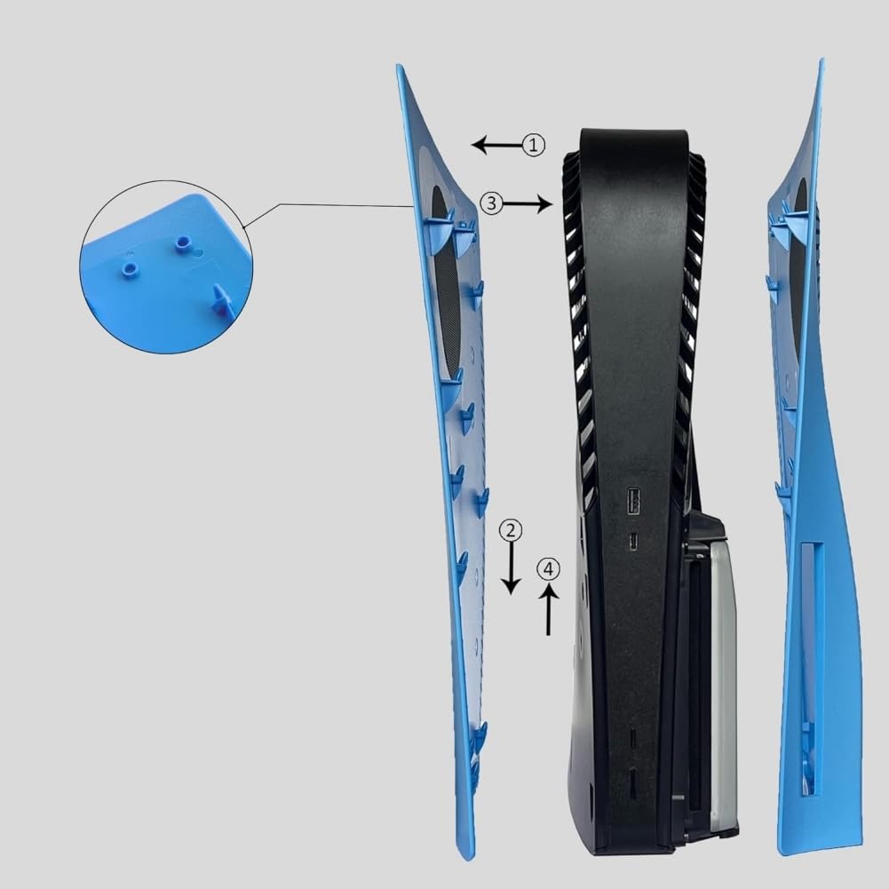 Plaques de Couvercle Boîtier des Plastrons pour PS5 Console Version Disque, Coque de Remplacement avec Évents Plaques Latérales Boîtier ABS Accessoires Antichocs pour PS5, Bleu Étoilé