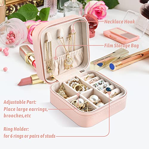 Image of Jewellery Box for Women, Girls, Children, Travel Small Jewellery Storage Box for Necklaces, Earrings and Bracelets, Pink, Polyvinyl Chloride PVC