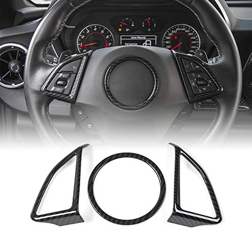 CheroCar for Camaro Steering Wheel Kits Cover Carbon Fiber Items for Chevrolet Camaro 2017-2020, Interior Decoration Accessories (Carbon Fiber3)