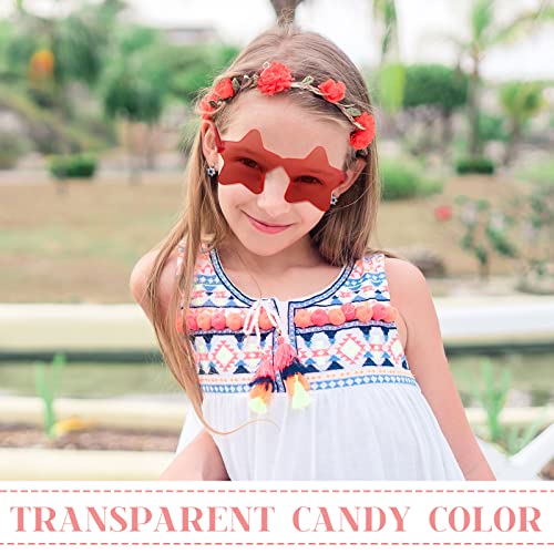 Image of Kanayu 200 Pair Star Shaped Rimless Sunglasses Transparent Star Candy Color Pentagram Glasses for Adult