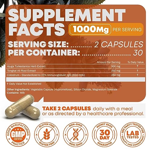 Image of Peak Revival-X Turkesterone & Tongkat Ali 1000mg Supplement - 500mg Ajuga Turkestanica Per Serving Increase Stamina, Lean Muscle Growth & Recovery - Made in The USA (60 Capsules)