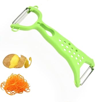 2 in 1 Stainless Steel Double Function Peeler for Peeling and Grating, Fruit and Vegetable Peeler with Ergonomic Handle, Multi-Use Home Kitchen 1 PCS Greener