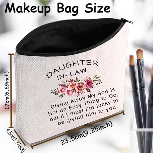 TSOTMO Daughter in Law Gift Wedding Gift Cosmetic Bag Bride Bridal Gift Giving Away My Son is Not an Easy Thing to Do,but if i must i'm lucky to be giving him to you Makeup Bag (My Son)3