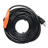 9milelake Heat Roof Gutter De-Icing Ice Snow Melter Cable Tape Kit - with Thermostat: On：6±3℃...