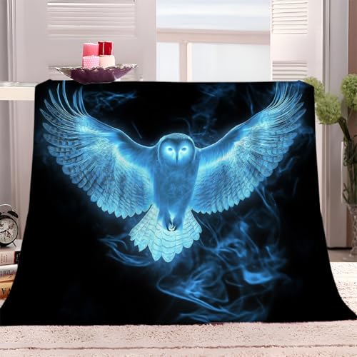 Couverture bébé chouette bleue cadeau de naissance original - 3