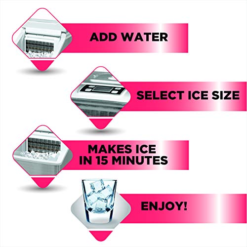 FRIGIDAIRE EFIC452-SS 40 Lbs Extra Large Clear Maker, Stainless Steel, Makes Square Ice