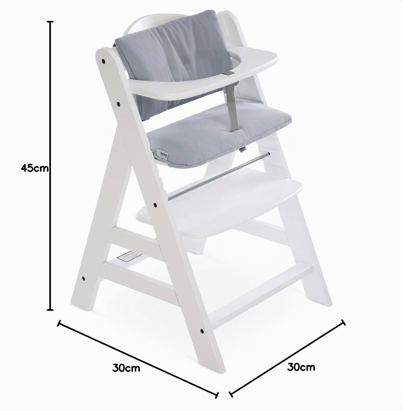 hauck Coussin Chaise Haute Bébé Highchair Pad Deluxe, Compatible avec Chaises Alpha+, Beta+ et Arketa, Lavable en Machine, Fixation Scratch, Stretch Gris