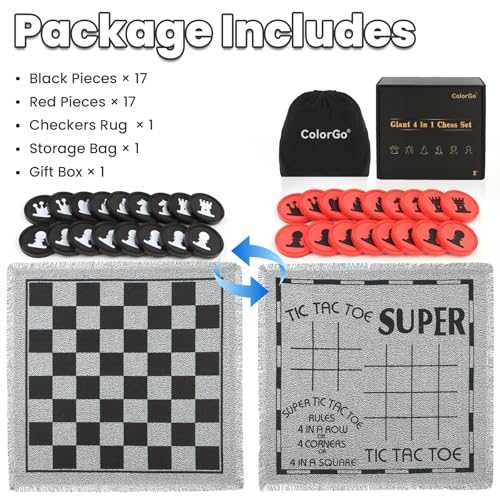 Juego de mesa gigante 4 en 1 con piezas y tapete reversible miniatura 6