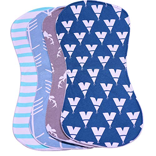 PPOGOO Waterproof Burp Cloths Burpy Bib Set 4 Pack Made from Organic Cotton