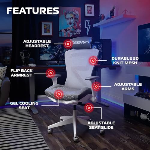 Image of RESPAWN SPIRE Ergonomic Office Chair with Lumbar Support, Mesh, Flip Arms
