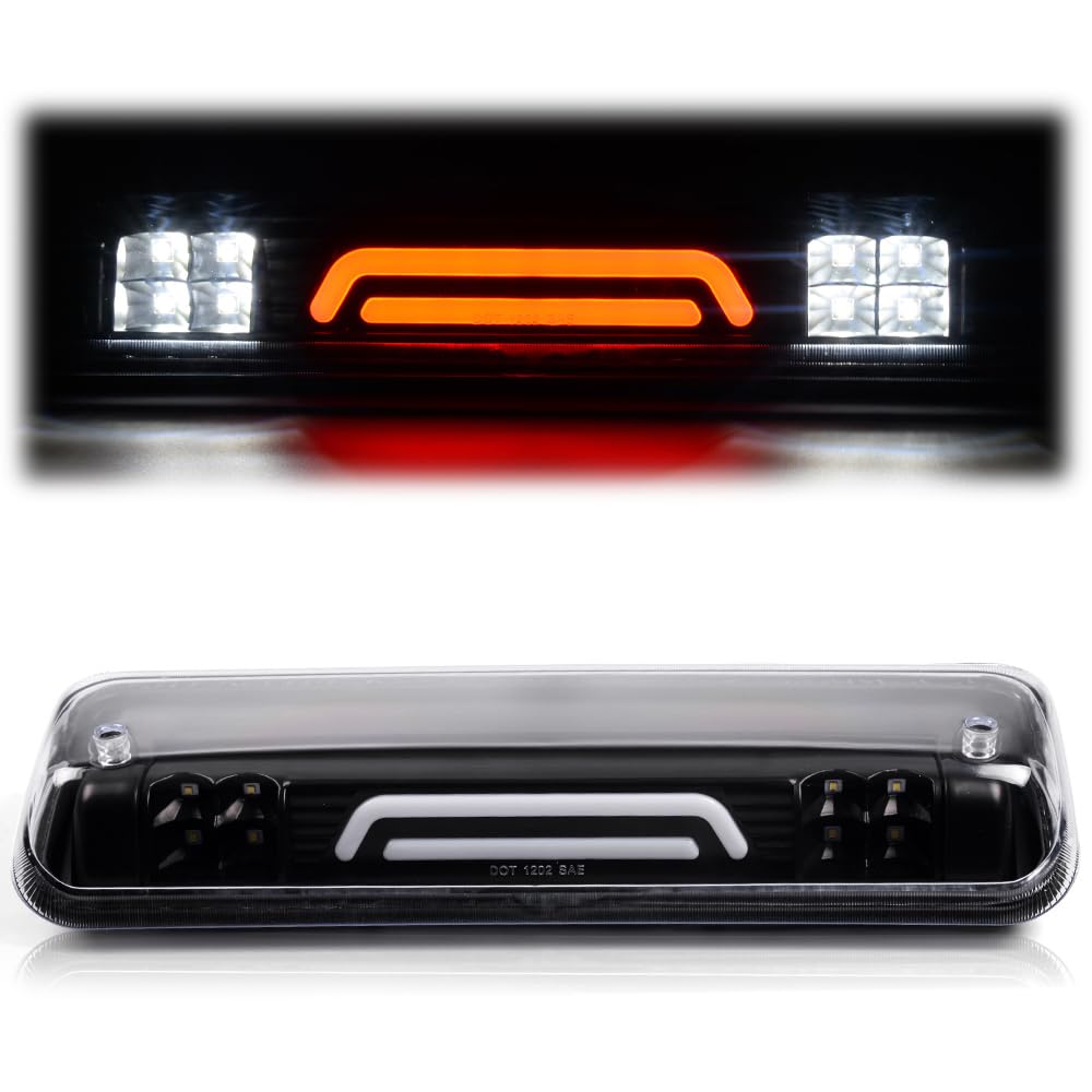 CNNELL Brake Lights Assembly Compatible with 2004 2005 2006 2007 2008 Ford F150/Lobo Rear LED Bar Third [3rd] Brake Light Cargo(Clear lens Black Bottoms)