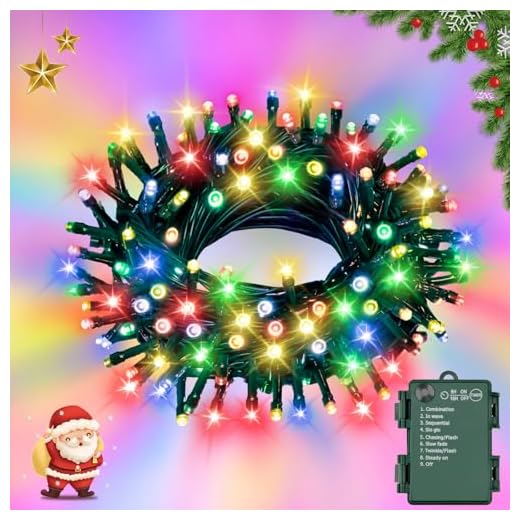 FFZZKJ Christmas Lights Outdoor Timer 8 Modes Battery Operated Waterproof 10Ft/3M 30 LED Indoor Waterproof for Christmas Decorations, Multi-Coloured
