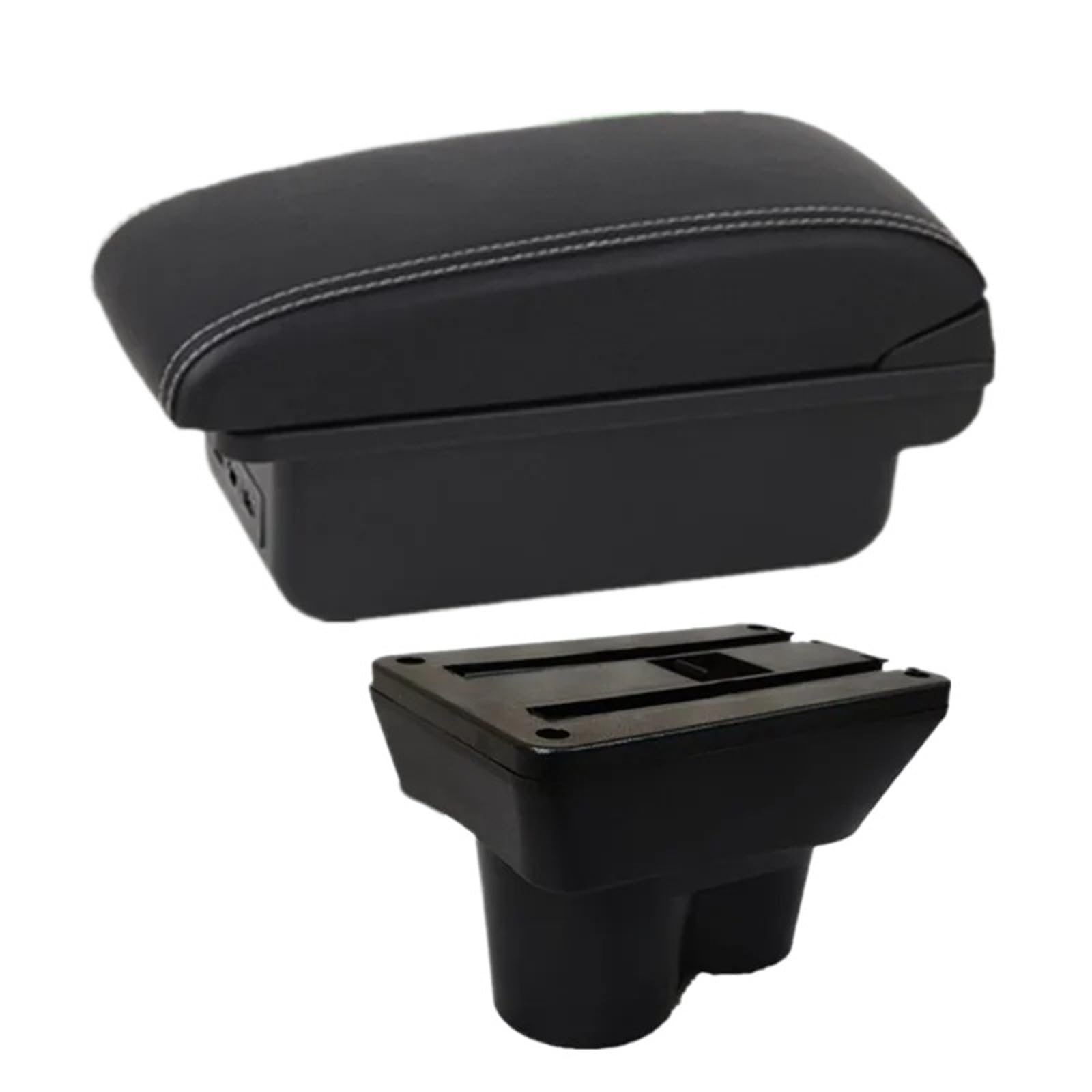 JMOLXURI Car Armrest Box For Opel For Corsa E 2014-2019 Armrest Box Car Storage With USB Interior Dedicated Retrofit Accessories Center Console(B1 white line 3USB)