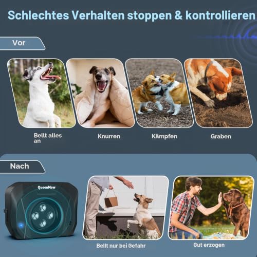 Bubbacare Anti Bell Gerät Hunde, 4 Sender Antibell Ultraschall Gerät, 33 Fuß Hundegebell Stoppen, 3 ModiAanti Bell Gerät Hunde für Große Kleine Hunde, Trainingsalarm im Freien und Innenbereich