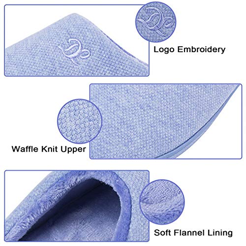 Image of DL Womens Memory Foam Slippers, Cozy Slip on House Slippers for Women Indoor Outdoor, Comfy Women's Bedroom Slippers Warm Soft Flannel Lining Home Slippers Size 5-12 Purple Blue Pink Grey Navy Black