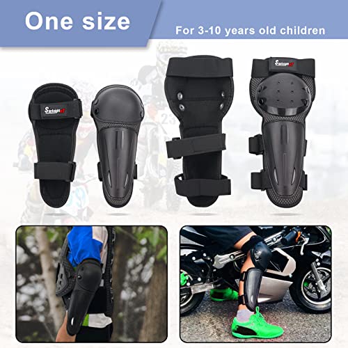 Kids Dirt Bike Elbow Knee Pads,Starknightmt Protective Shin Guards Gear Set For Youth Motorcycle Motocross Mountain Biking Skateboard Skiing Skating(Black,4Pcs) #TOP3