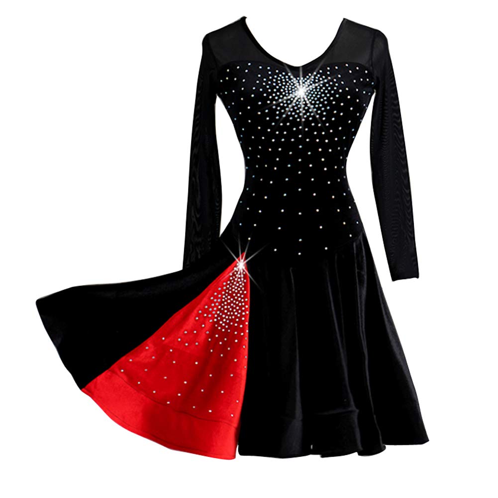 Women's Salsa Samba Rumba Tango Latin Dance Dress Adult Cha Cha Rumba Dance Clothing Performance Clothing Black