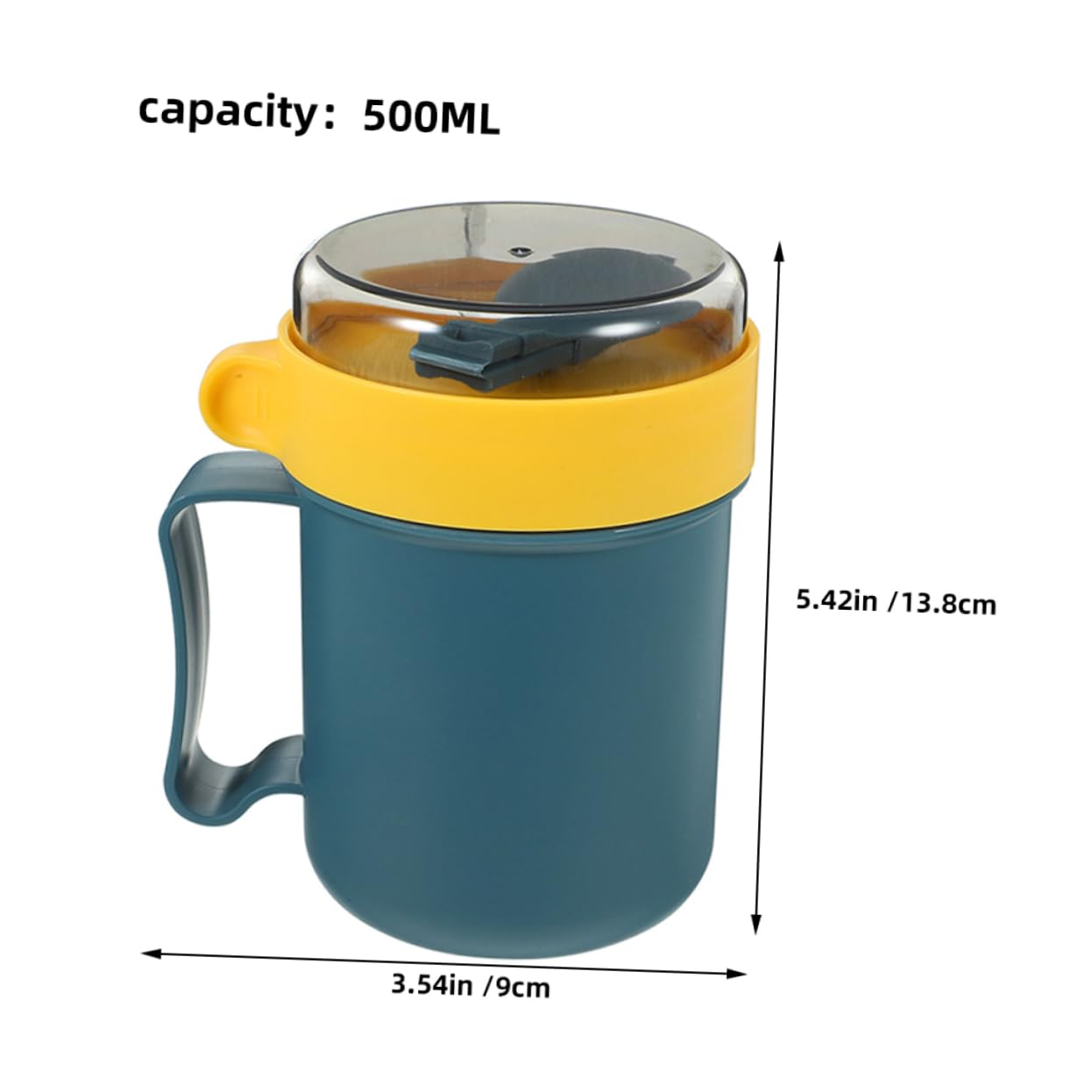 Ciotole da Zuppa con Coperchio e Cucchiaio, Contenitori per Alimenti Caldi da Viaggio, Tazze per Microonde 500ml, Set 3 Pezzi Colore Blu, Adatte per Zuppe, Cereali e Colazione
