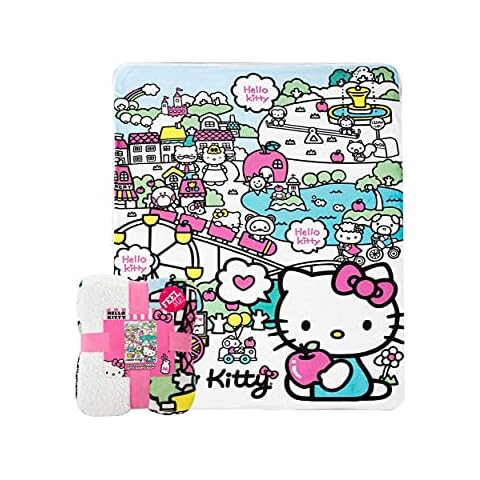 Northwest Hello Kitty My Cute World Oversized Silk Touch Sherpa Throw Blanket Cover