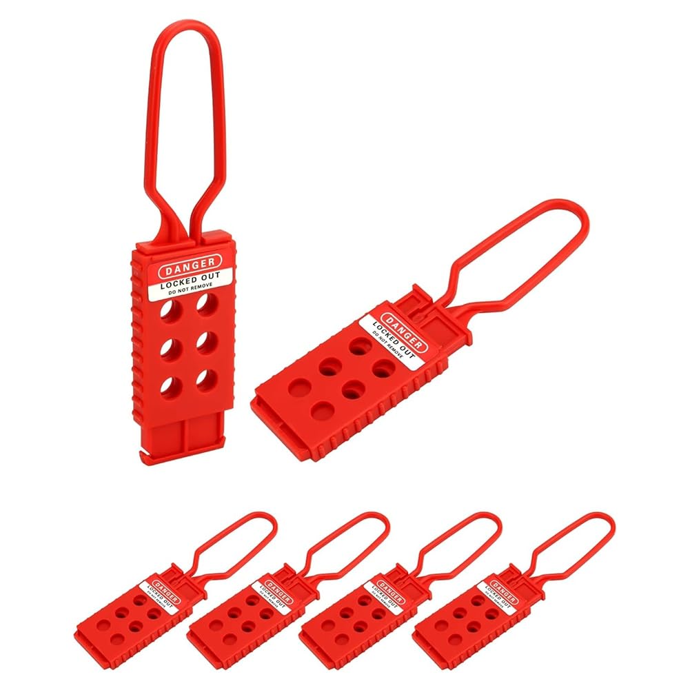 Jnchdghwa Red Lockout Tag Hasps Nylon Padlock Hasps Tag Locking Hasp Industrial Equipment Maintenance