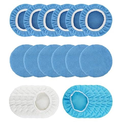 LUCKUT 20 Pieces Car Track Buffer Polisher Pad Bonnet Microfiber Bonnet Polishing Bonnet Buffing Pad Cover (5-6 Inches)-20 Piece Cover