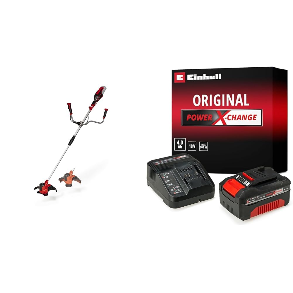 Einhell AGILLO 18/200 - Solo, Akülü Çalı Tırpanı + Einhell 18V 4,0 Ah PXC Starter Kit, Akü & Şarj Cihazı
