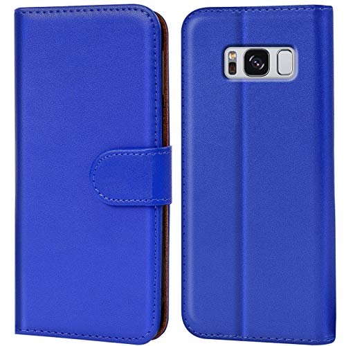 Verco Handyhülle für Samsung S8 Hülle, Schutzhülle für Samsung Galaxy S8 Tasche PU Leder Flip Hülle Brieftasche - Blau