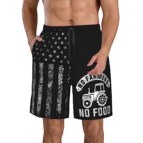 Farming Truck Cool No Farmer No Food Tractor Lover - Men's Swim Trunks Board Shorts Swimsuit Swimwear Bathing Suit