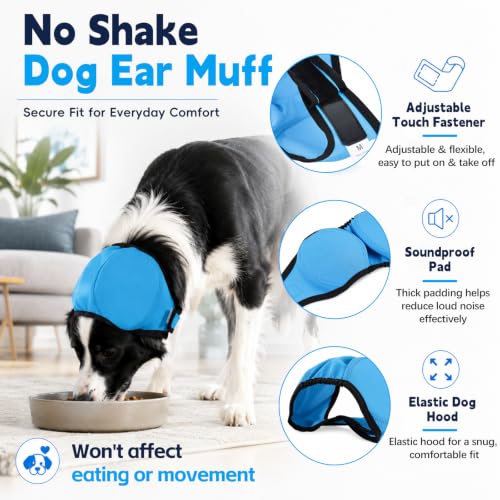 Image of Dog Calm Hoodie Ear Wraps for Dogs, Waterproof Dog Swim Cap, Ear Cover Muffs for Anxiety Relief Noise Cancelling, Dog Head Warp Ear Protection for Hematoma Fireworks Bath Swim Blow Drying