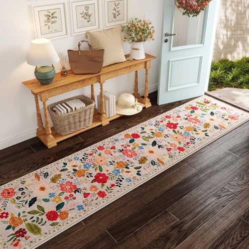 Rugcomf Long Hallway Runner Rug 2'7"x14' Washable, Beige
