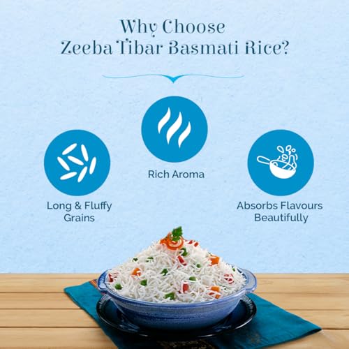 Image of Zeeba Tibar Basmati Rice 5 Kg, Perfect for Daily Home Cooking (Cooked length upto 18mm*)