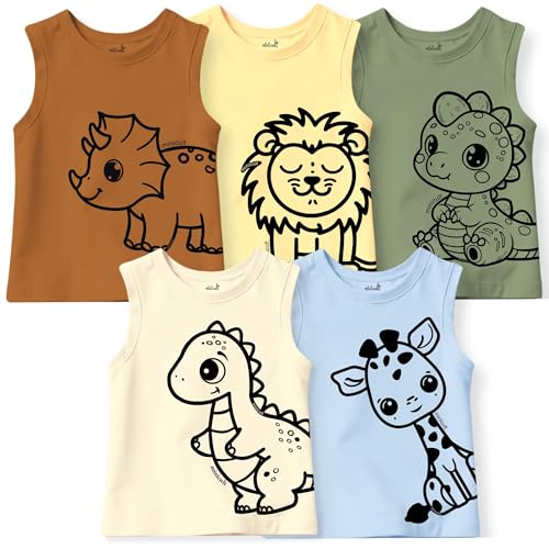Image of minicult Basics Cotton Baby Vests in Solid Colors (Multicolour)(Pack of 5)(0-3 MTS)