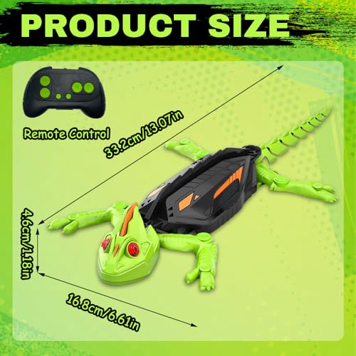 Rppiup Gecko Wandflitzer, Ferngesteuert Chamäleon mit leuchtenden LED-Augen, Eidechse Roboter der an Wänden und Decken entlang krabbelt, Kinder Spielzeug für Jungen Mädchen ab 3 Jahren