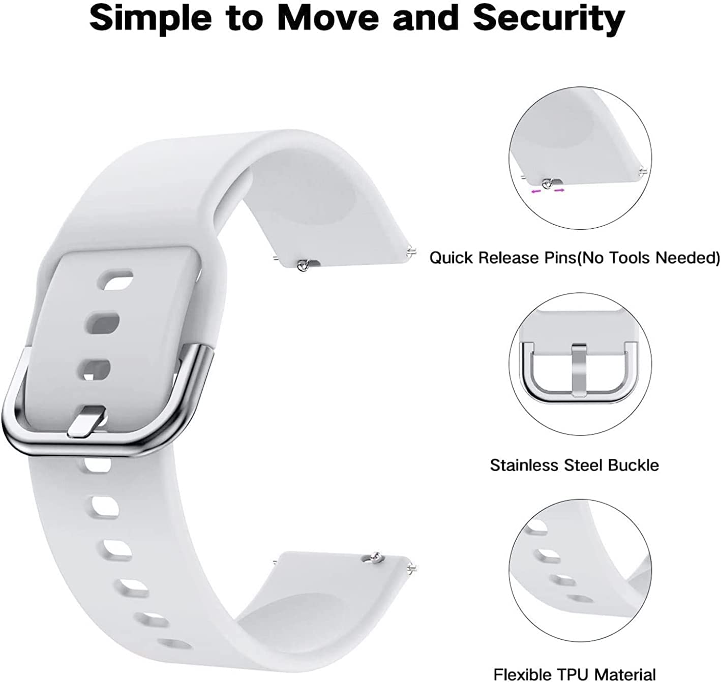 E ECSEM Bands Compatible for [LIVIKEY 41MM] Replacement Wristbands Accessory Colourful Silicone Bracelet Quick Release Strap Arm Bands for LIVIKEY 41MM Smartwatch for Men Women