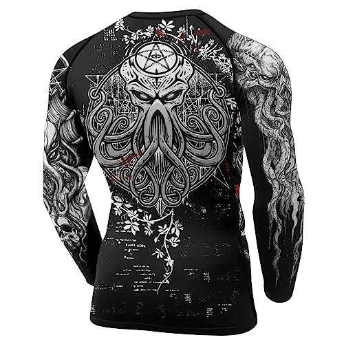 Cthulhu Rash Guard for Men Long Sleeve Baselayer Skin Performan Fit Compression Shirt MMA BJJ Jiu Jitsu3