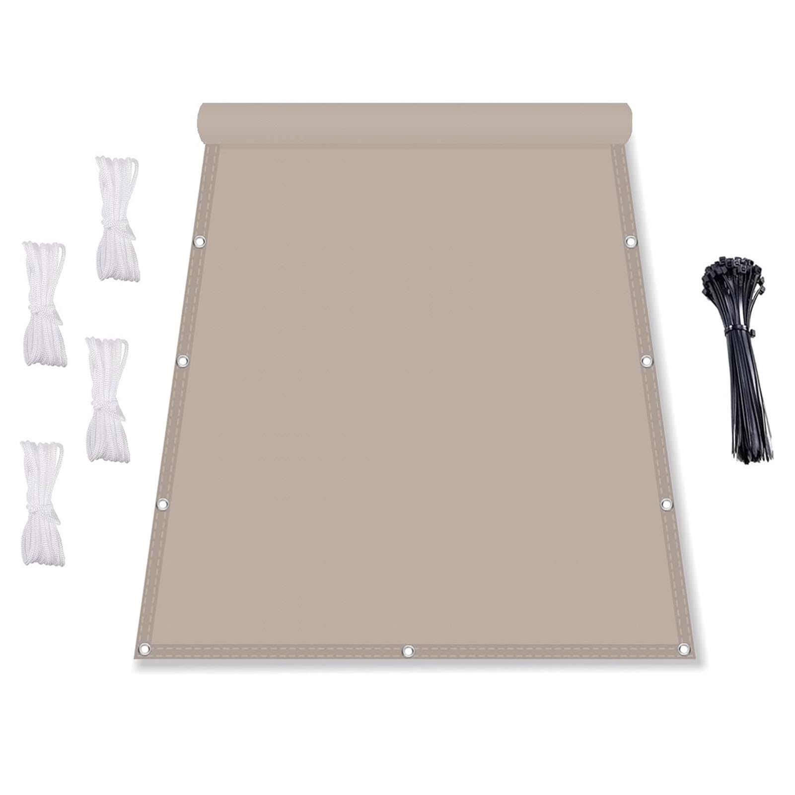 GJZQDKX Waterproof Rectangular Sun Shade Sail, UV Protection for Patio, Weather-Resistant Canopy, Available Sizes, 2x8m, Brown, Ideal for Outdoor Shade Solutions