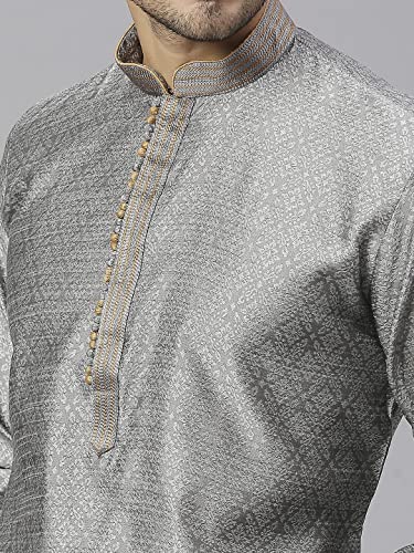 Image of Rajubhai Hargovindas Men's Jacquard Work Kurta Set