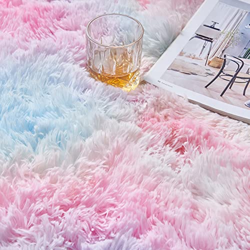 MARATIP Hallway Runner Rug 080 x 150 cm Rainbow Washable Anti Slip Fluffy Shaggy Rugs, 80 x 150 cm (Rectangular) - Image 2