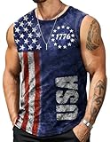 Deranex Mens American Flag Tank Tops 4th of July Shirts 1776 Patriotic Graphic Tees Summer Muscle Gym Sleeveless Tank Top BU M
