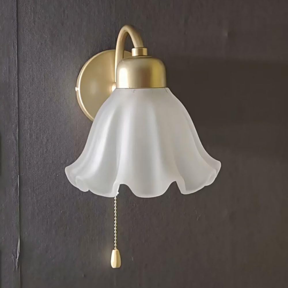 ZTCHSENZT Gold Bedside Wall Sconce with Zipper Switch, Modern Hardwired Iron Wall Sconce,Chandelier Lamps