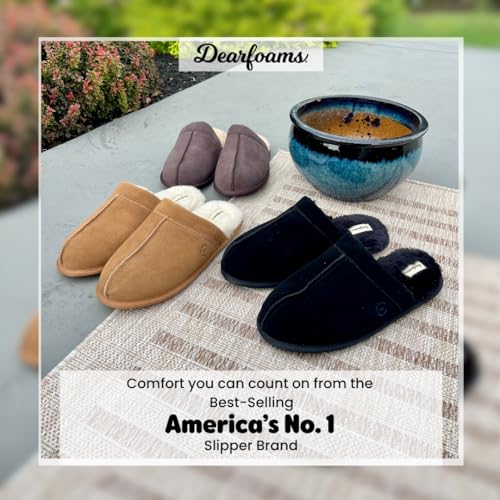 Image of Dearfoams Men's Bradford Genuine Suede House Shoe Scuff Slipper