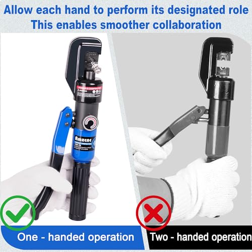 AMZCNC Hydraulic Crimping Tool with 9 American standard cable crimping dies for 12 AWG to 2/0 AWG and 2 Stainless Steel Wire Rope Dies for 1/8\" and 5/32\", Hydraulic Hand Crimper Tool - Thumbnail 5